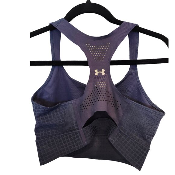 Under Armour Compression Sports Bra - Blue - Size M - Picture 2 of 3